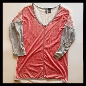 Coral and cream BKE shirt